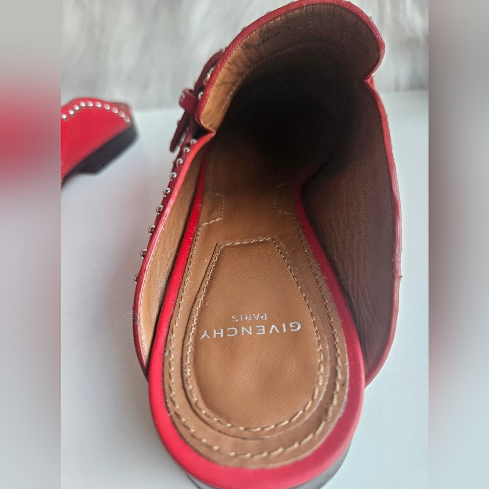 Givenchy Red Studded Mules - Picture 7 of 9